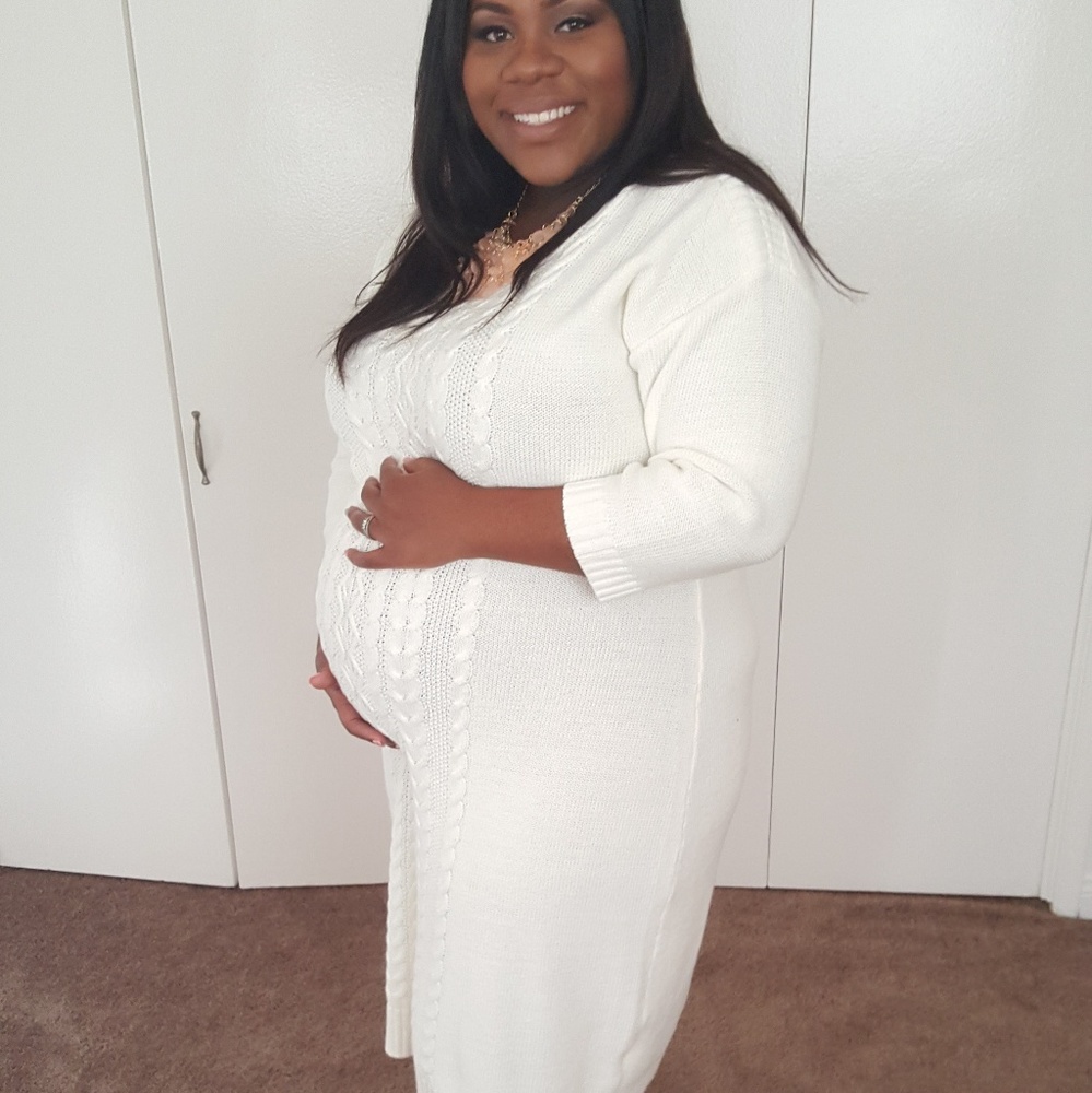 Off white Knit Maternity Sweater Dress